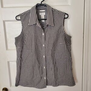 Liz Claiborne non-iron gingham button-down shirt, size 10, good condition